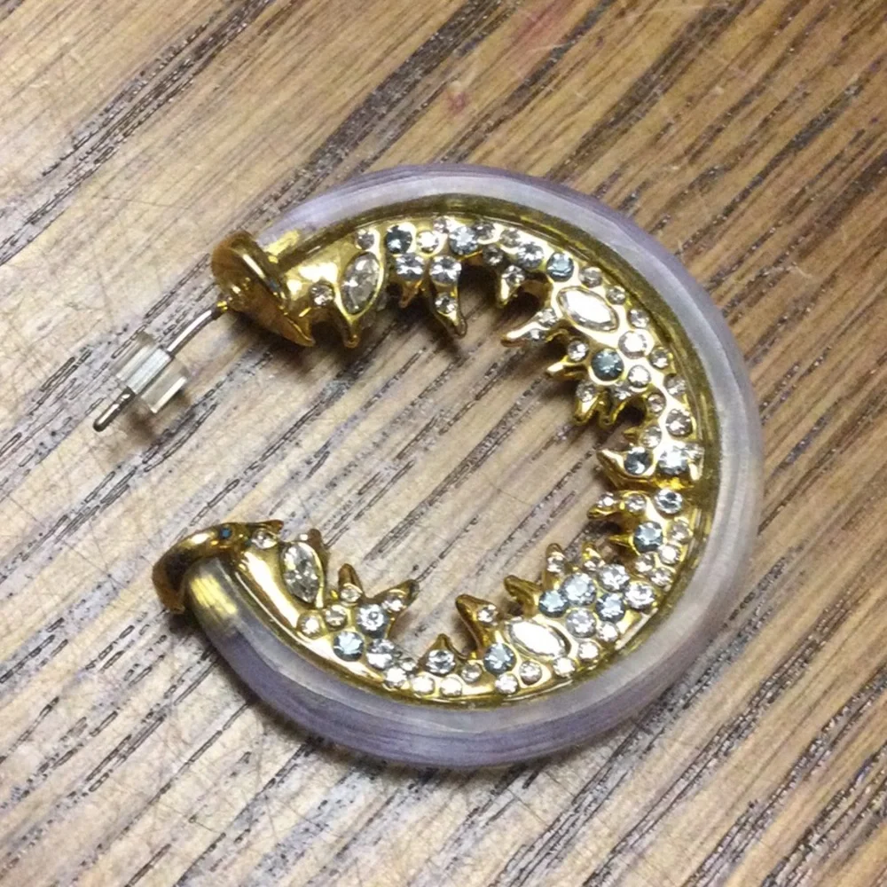 Alexis Bittar Lucite And Rhinestone Hoop Earrings - Picture 6 of 7